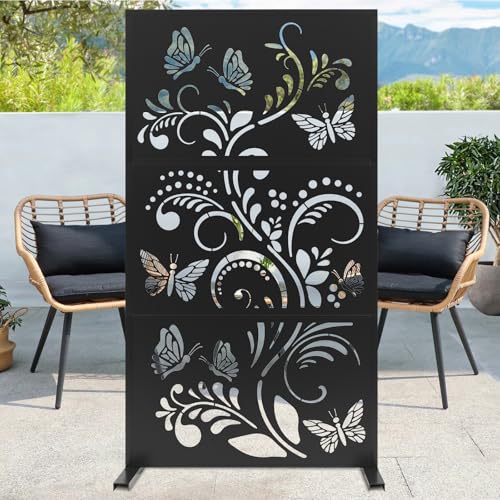 Metal Privacy Screen Outdoor - 71" H×40" W Decorative Freestanding Privacy Fence Room Garden Divider, Weatherproof Patio Panels for Deck Balcony Backyard XOCUWU