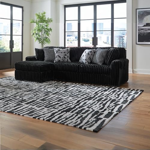Signature Design by Ashley Midnight-Madness Contemporary L-Shaped 2-Piece Sectional Sofa with Chaise for Living Room, Black Signature Design by Ashley