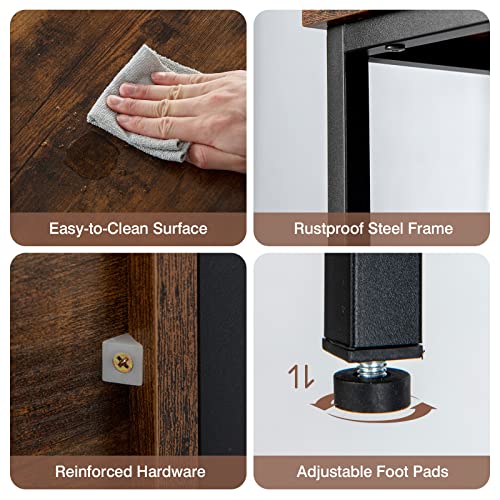 Giantex Buffet Sideboard, Wooden Cupboard, Kitchen Pantry w/Spacious Countertop, Large Open Shelf, 3 Cube Storage Cabinet, Sturdy Rustproof Steel Frame, Modern Stationary Island, Brown & Black Giantex