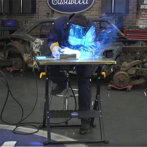 Eastwood Adjustable Steel Welding Table Strong Hold Industrial Workbench Table Welding 14 Gauge Plated Work Surface Eastwood
