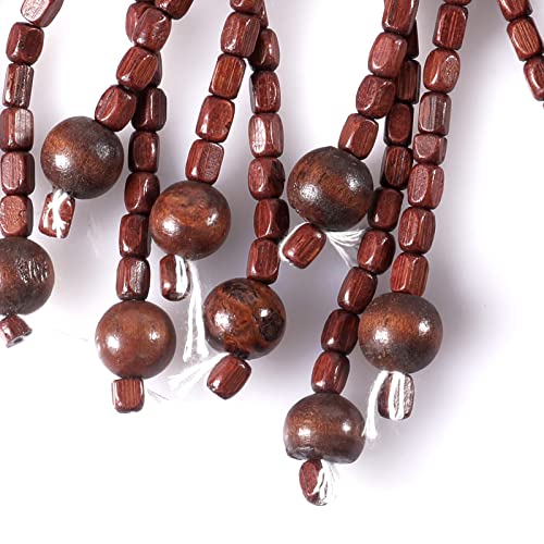 ANMINY Wood Bamboo Beaded Curtain 2 Panels Wooden Hanging Room Divider 52 Strands Decorative Handmade Door Bead Curtains Wall Panel Blinds for Doorway Restaurant Home Decor 35" x 76" - Wave Flower ANMINY