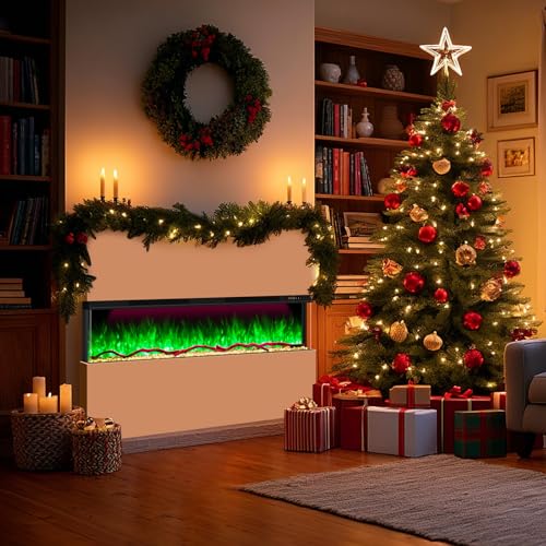 STRICWARM 70 inch 3 Sided Electric Fireplace Insert with Touchscreen, Smart Recessed/Built-in Linear Electric Fire Place Heater 1500W, Multi-Color Realistic Flames, APP Control, Timer, Log & Crystal STRICWARM