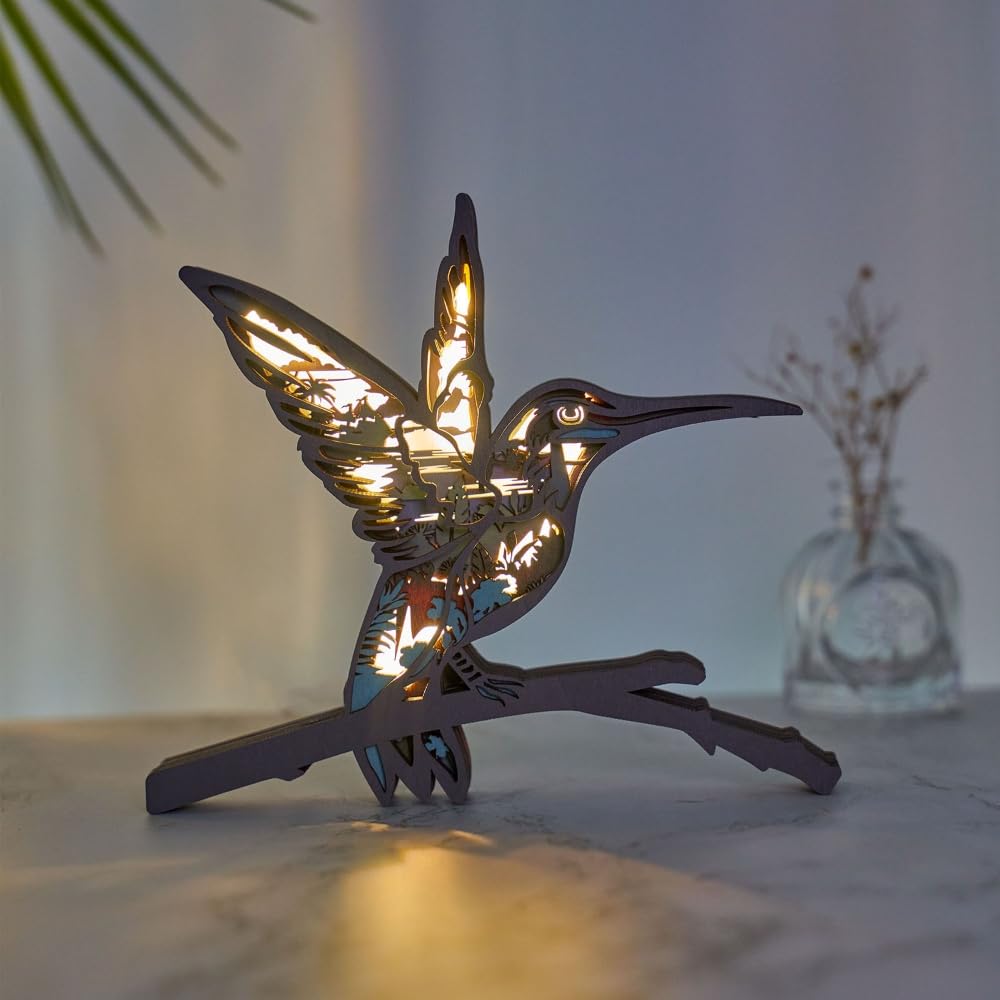 3D Wooden Animal Carving LED Night Light, Wood Carving Light, Modern Home Decoration, Decorative Tables, Cabinets, Living Rooms, Bedrooms, Offices, Farmhouses, Bookshelves, Perfect Holiday Gifts Tivisiy