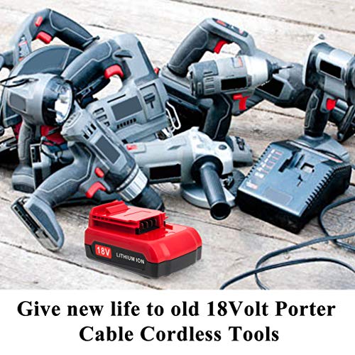2Packs 18V Lithium Battery and PCXMVC Charger for Porter Cable 18V Battery,Cell9102 Replacement Porter Cable PC18BL PC18BLEX PC18B PC18B-2 18-Volt Cordless Tools Batteries CELL9102