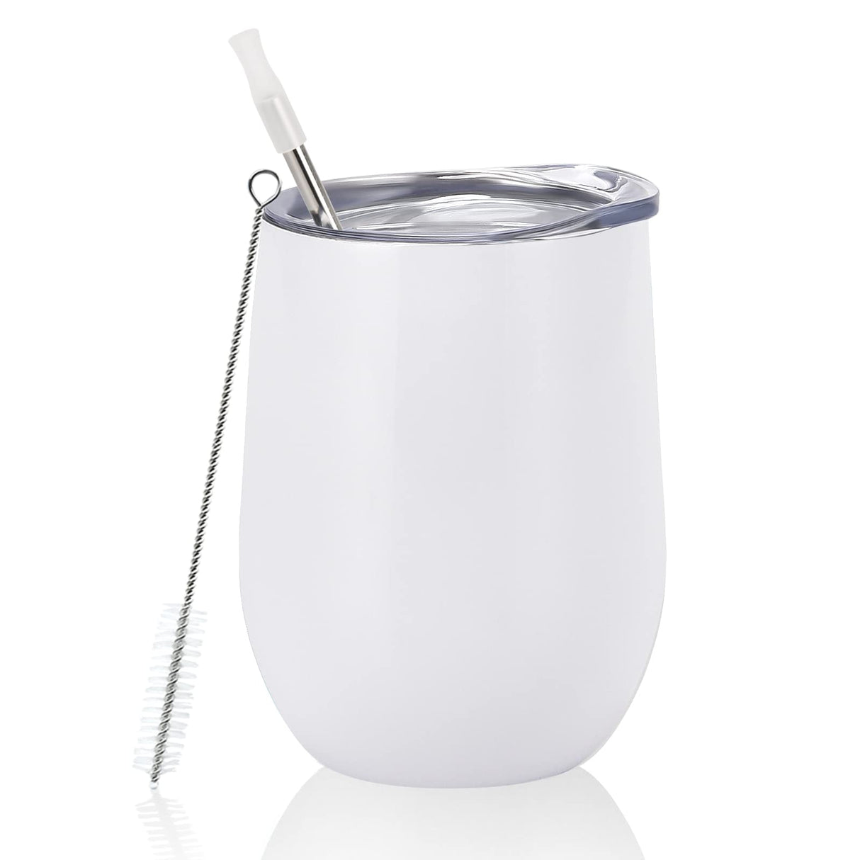 Lifecapido Sublimation Blanks Wine Tumblers 12oz, Stainless Steel Stemless Wine Tumblers, Double Wall Vacuum Insulated Wine Tumbler with Lids for Wine Coffee Champaign Juice Cocktails, White Lifecapido