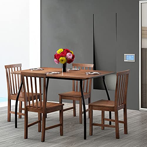 Giantex Wood Dining Chair Set of 4, Farmhouse Wooden Dining Side Chair with High Slat Back, Rubber Wood Legs, Armless Kitchen Chairs, Wood Dining Room Chairs Giantex