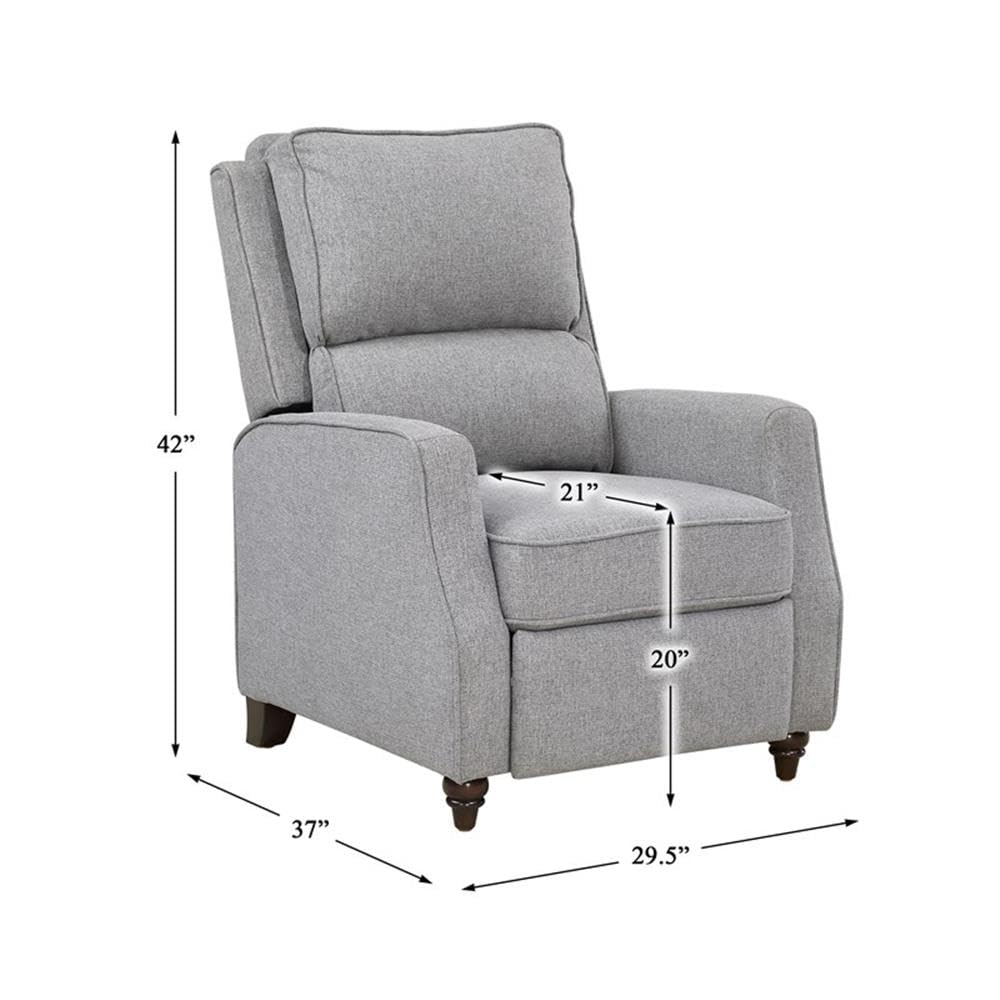 Lexicon Loveland Upholstered Fabric Push Back Recliner in Gray Lexicon