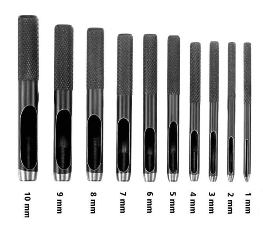 IRISFLY 10pcs Round Steel Leather Craft Hollow Hole Punch 1mm to 10mm for Leather Belt Watch Band Gasket IRISFLY