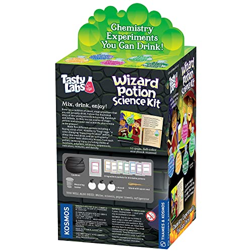 Tasty Labs Wizard Potion Science Kit - Make 5 Magical Potions, Chemistry Experiments Safe to Drink, Includes Cauldron & Wand - Study Reactions, Polymers & More Thames & Kosmos