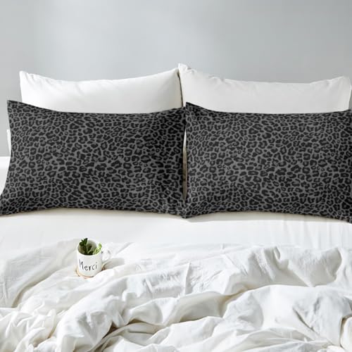 Erosebridal African Cheetah Sheet Set,Leopard Print Bed Sheets Set King Size for Kids Boys Girls,Grey Animal Skin Sheets,Wildlife Flat Fitted Sheet with 2 Pillowcases Deep Pockets Erosebridal
