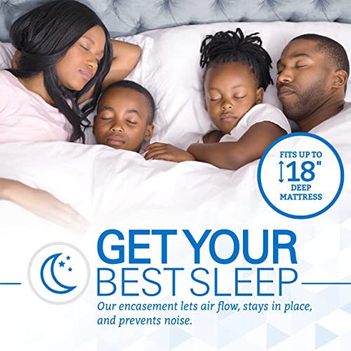 SafeRest Zippered Mattress Protector - Premium15-18 Inch Waterproof Mattress Cover for Bed - Breathable, Noiseless Washable Mattress Encasement - King SafeRest