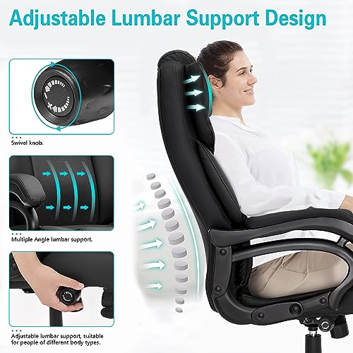 Indulgear 500lbs Big and Tall Office Chair, Heavy Duty Office Chair for Heavy People, High Back Executive Desk Chair with Adjustable Lumbar Support,Quiet Rubber Wheel,Pocket Spring Cushion Indulgear