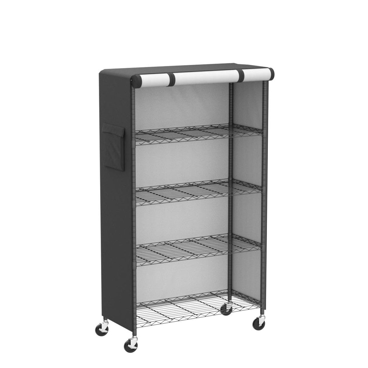 Dalema Waterproof Shelf Cover,600D Heavy Duty Dustproof Storage Wire Rack Covers,Outdoor Shelving Covers for Wire Shelves with Zipper 48''x18''x72'',Black,Cover Only Dalema