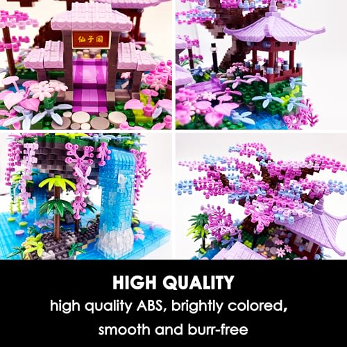 Alizdd Micro Building Blocks Sets,Chinese Moon Palace Architecture and Cherry Blossom Bonsai Tree Building Toys for Adults,Japanese Sakura House Model,Creative Mini Bricks Gift for Kids 14+,2588 PCS