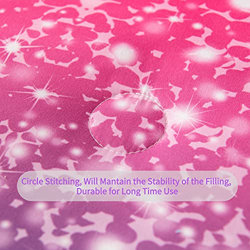RYNGHIPY 6Pcs Twin Gradient Pink Purple Glitter Comforter Sets for Teens Girls Kids, Colorful Rainbow Glitter Themed Bedding Set RYNGHIPY