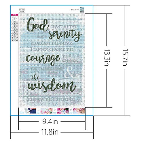 5D Diamond Painting by Number Kit, Grant Me Serenity Courage Wisdom Full Drill Embroidery Cross Stitch Picture Supplies Arts Craft Wall Sticker Decor 11.8x15.7 inch Grneric