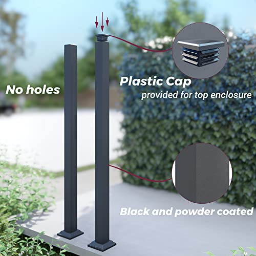 CR Fence & Rail Handrail Post, 2pcs 38" Wrought Iron Black Metal Railing Post with Bracket, Metal Fence Post Kit Ideal for Deck Railing, Balcony Railing, Porch Railing, & Post for Wood Fencing CHR