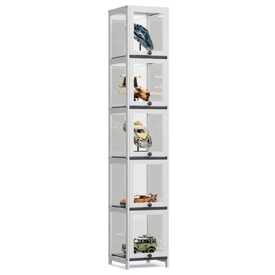 MoNiBloom 68" Tall Slim Narrow Clear Acrylic Door Curio Cabinet Display Case with Corner Shelves, White