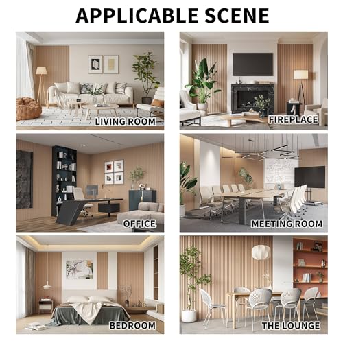 POHARE WPC Slat Wall Panels, 8 Pack Accent Decorative Acoustic Wood Slats for Wall and Ceilings, Acoustic Panels for Interior Wall Modern Décor, Oak, POHARE