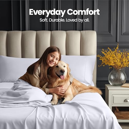 Utopia Bedding King Size Extra Deep Pocket Sheet Set – Fits Mattresses Up to 21 inches – Cooling, Soft & Breathable – Oeko-Tex 4 Piece Bed Sheets (White) Utopia Bedding