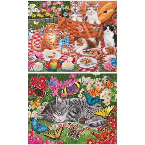 Bits and Pieces Set of 4 Jigsaw Puzzles 1000 Pieces - Whiskered Whimsy Cats Bits and Pieces