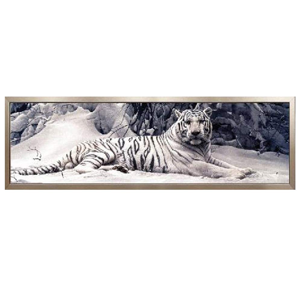 GELANYOUPIN DIY 5D Large Resin Beads Painting by Numbers Kits Crystal Rhinestone Embroidery Paintings Pictures Arts Craft for Home Wall Decor Partial Drill White Tiger Paint (58.7.x14.9inches) GELANYOUPIN