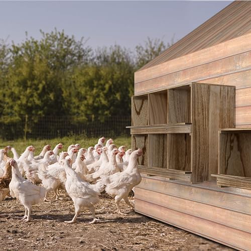 Nesting Boxes for Chickens Coop, Wooden Hens Nesting Eggs Laying Box, Chicken Nesting Boxes Wall-Mounted 6 Compartment WISDOMRAINBOW