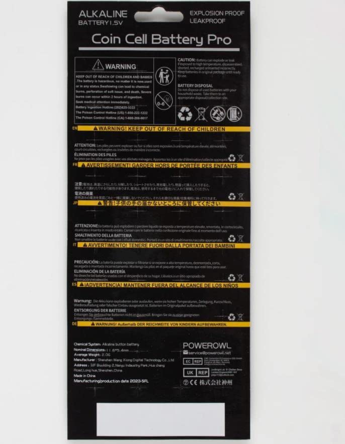 POWEROWL High Capacity LR44 Batteries 40 Pack, L1154F AG13 357 303 SR44 A76 Premium Alkaline Battery 1.5V Button Coin Cell Batteries POWEROWL