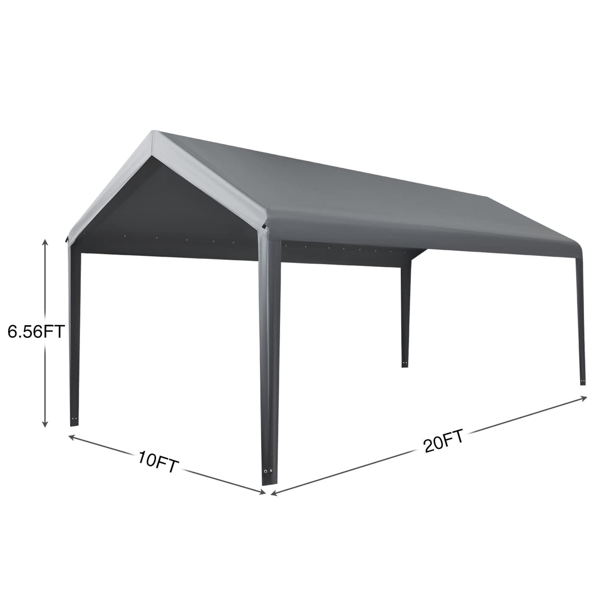 Gardesol Carport Replacement Canopy, Replacement Top Cover for 10' x 20' Carport Frame, 180G Waterproof & UV Protected Tarp with Ball Bungees, Gray, Only Top Cover, Frame is not Included Gardesol