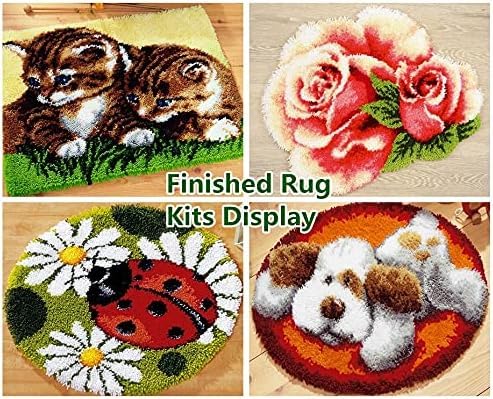 Latch Hook Rug Kits for Kids Beginner Blue Elephant Needle Crochet Yarn Kits Embroidery Carpet Hook and Latch Kit Mini Tapestry Christmas Home Decoration 30x30cm Generic
