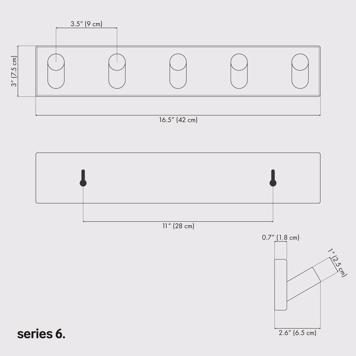 LARHN Wall Mounted Coat Rack, Wooden Wall Coat Rack with 5 Hooks (2-Pack), 16.5″ Wall Hook Rack, Coat Rack Wall Mount - Modern Scandinavian Home Decor - Series 6 LARHN