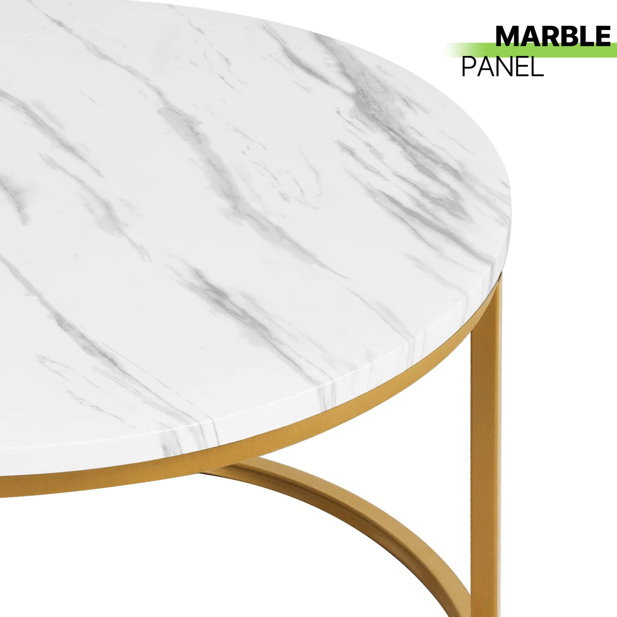 Magshion Nesting Coffee Table Set of 2, Coffee Table Round with Sturdy Metal Frame Marble Style End Table Side Tables Accent Tables for Living Room Office Small Spaces, Black & White Magshion