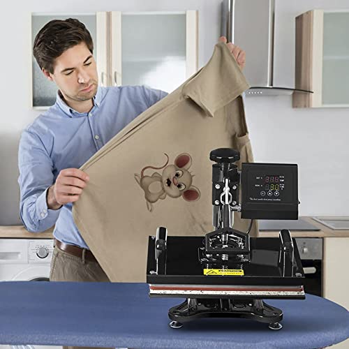 Heat Press, 8 in 1 Heat Press Machine 29x38cm/12x15 inch, 360° Swing Away Digital T Shirt Pressing Machine, Multifunction Heat Transfer Sublimation Combo for T Shirts Mugs Hat Plate Cap WoodArtSupply