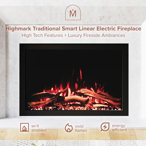 Modern Ember Highmark Traditional 33 Inch Built-in Smart Electric Fireplace Insert | Alexa/WiFi Enabled - Remote Included | Electric Firebox Heater with Multi-Color Flames | 1500W Modern Ember