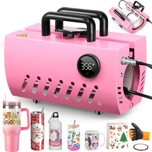 Whubefy Tumbler Heat Press Machine for 30oz 20oz Sublimation Blanks Skinny Tumbler, Heat Press for Tumblers Ceramic Stainless Steel Glass Mug Cup Press,11-16oz Mug Press with Heat Paper, Tape & Gloves Whubefy