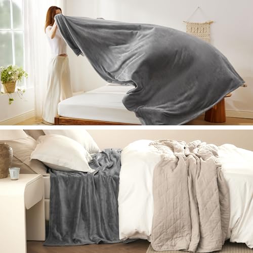 Bedsure GentleSoft Fleece King Size Blankets for Bed Grey - Soft Lightweight Plush Cozy Fuzzy Luxury Warm Spring Blanket Microfiber, Room Home Decor Gifts for Women and Men, 108x90 inches Bedsure