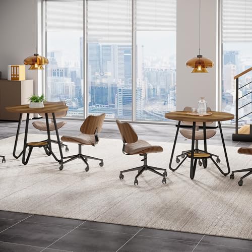 Tribesigns 31.5" Round Wooden Conference Table, Small Meeting Table for 4 People, Compact Office Table for Small Spaces, 31.5" W x 31.5" D x 29.5" H Tribesigns