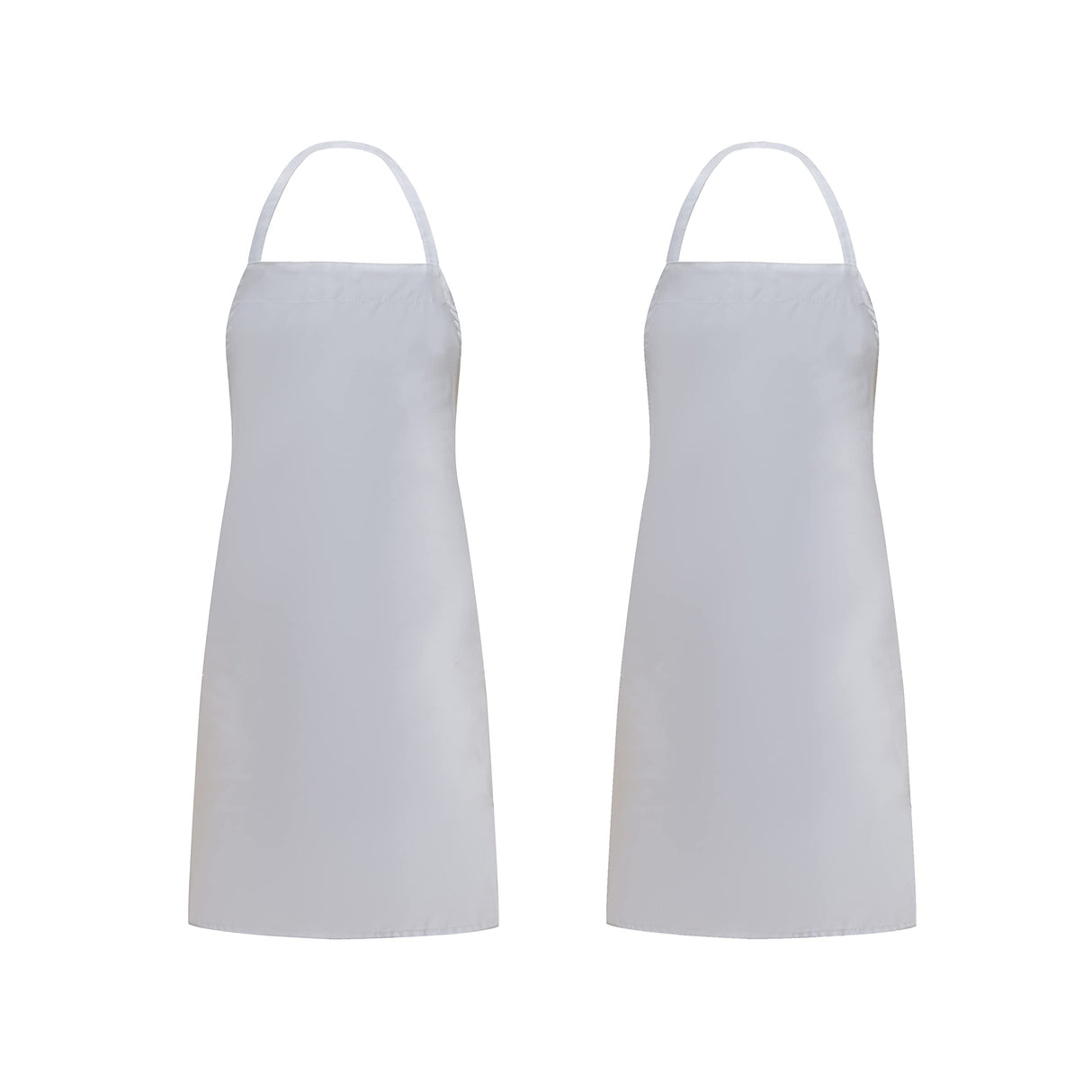 Weavric Unisex Bib Apron with No Pocket, White, 32x28 Inch with Long Ties for Women Men Chef, Kitchen, Crafting, Drawing, Pack of 2 Weavric