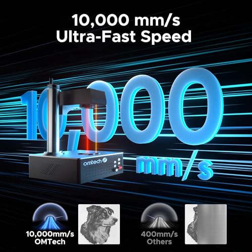 OMTech Autofocus 60W MOPA Fiber Laser Marking Machine with Rotary Axis, Fiber Laser Engraver for Metal Color Marking, 6" x 6" Workbed Fiber Laser Cutter with EzCad, 100,000 hr. Life OMTech