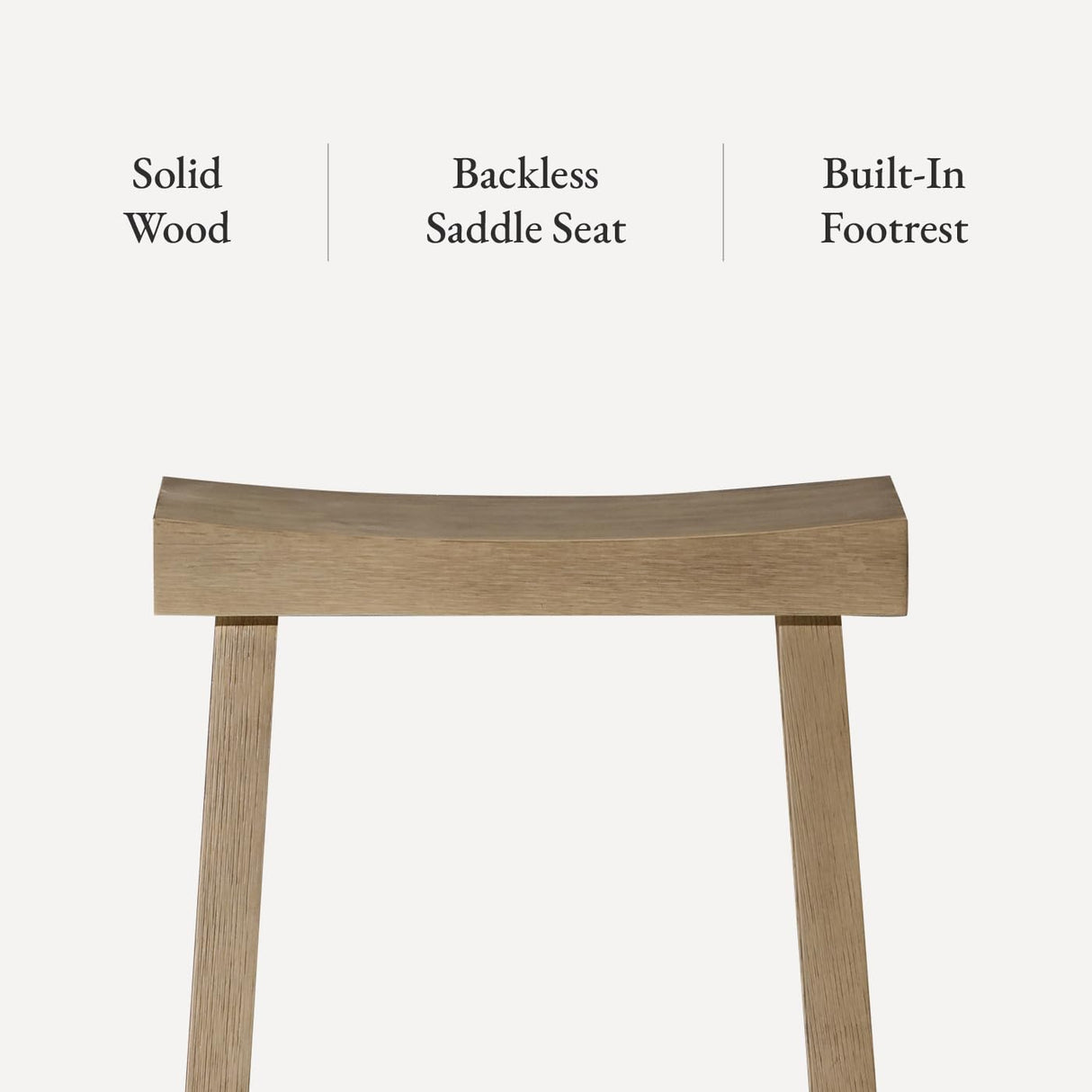 Maven Lane Kitchen Bar Stool, Modern Farmhouse Wood Counter Barstool, Kitchen Island Stool, Counter Height Bar Stools for Kitchen, Wide Seat Backless Bar Stools, Vincent 26", Antiqued Grey, Set of 2 Maven Lane