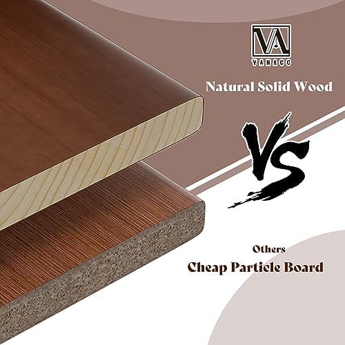 VanAcc King Size Solid Wood Bed Frame, Mid-Century Platform Bed with Slatted Headboard, Wood Slat Support/No Box Spring Needed/Walnut VanAcc