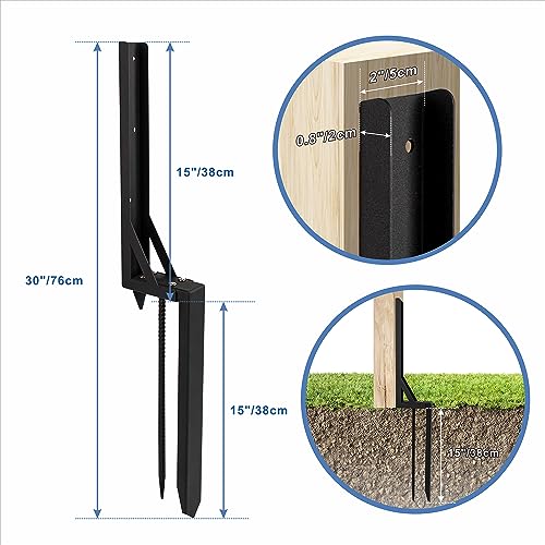 Wpbhk 1PCS Fence Post Repair Kit Heavy Duty Fixer Anchor Ground Spike,Fence Post Support Stake for Repairing Damaged Fence Gate Posts Sign Posts or Wpbhk