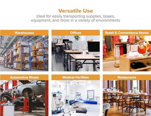 Bostitch Office Stowaway Folding Utility Cart, NSF Certified, Metal Heavy Duty Design, 23.5" x 37.5" x 39", Chrome Bostitch