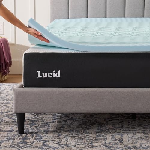 LUCID 2 Inch Gel Memory Foam Mattress Topper, Full size – 5 Zones – Cooling Gel Infusion – CertiPur Certified Foam LUCID