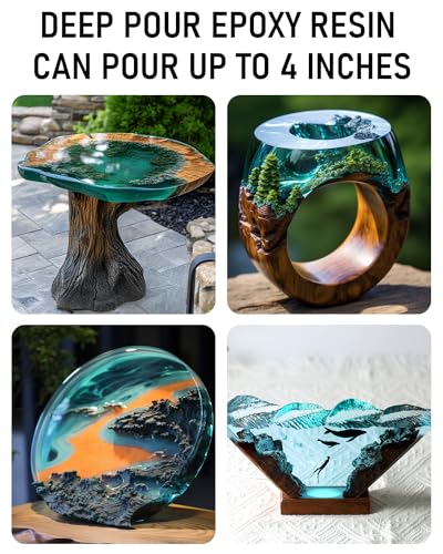 Smallbudi Deep Pour Epoxy Resin Kit, 3 Gallon Pouring up to 2~4'' Deep Pour Resin, Crystal Clear High Gloss for Art Craft River Table Wood Filler Bar Top Coating Casting Self Level Epoxy Resin 2:1 Smallbudi