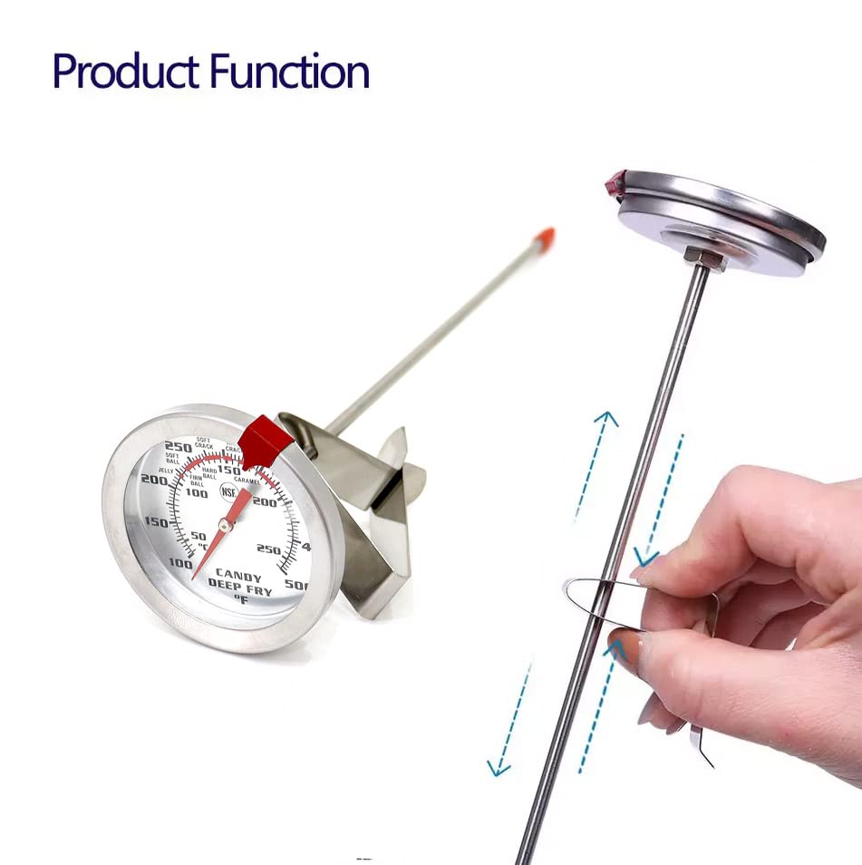 Candy Oil Frying Thermometer Turkey Thermometerwith Clip (2 Pack and 8 Inch Probe - Best Candy Thermometer for Candy Making,Tall pots,Candle,Candy Making,Deep Frying efengcook