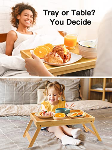 Bamboo Bed Tray Table with Foldable Legs, Breakfast Tray for Sofa, Bed, Eating, Working, Used As Laptop Desk Snack Tray by Pipishell Pipishell