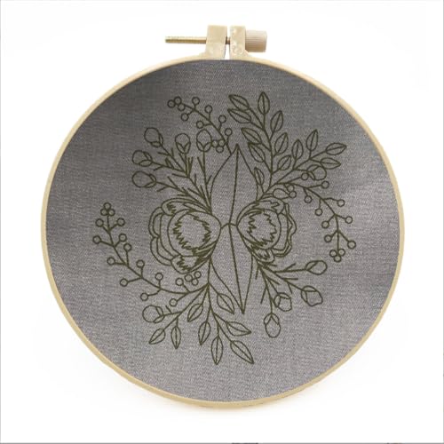 Meecaa 3 Pieces Jellyfish Flower Embroidery Kit Starter Set, Hand Embroidery Pattern Printed Cross Stitch for Beginner Adults, With Embroidery Hoop and Instructions (Jellyfish)