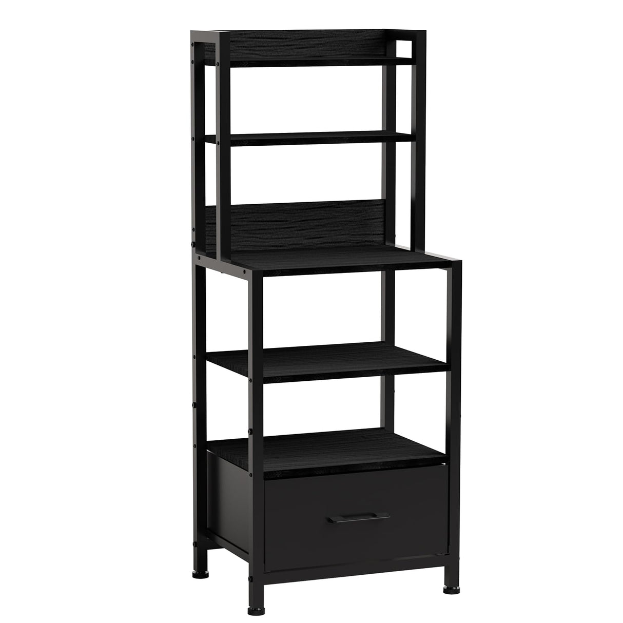 YUJSBHJAN Nightstand with Fabric Drawers,5-Tier End Table for Living Room, Bakers Rack with one Drawer;Storage Cabinets for kicthen,Bedroom,Living Room,Black YUJSBHJAN