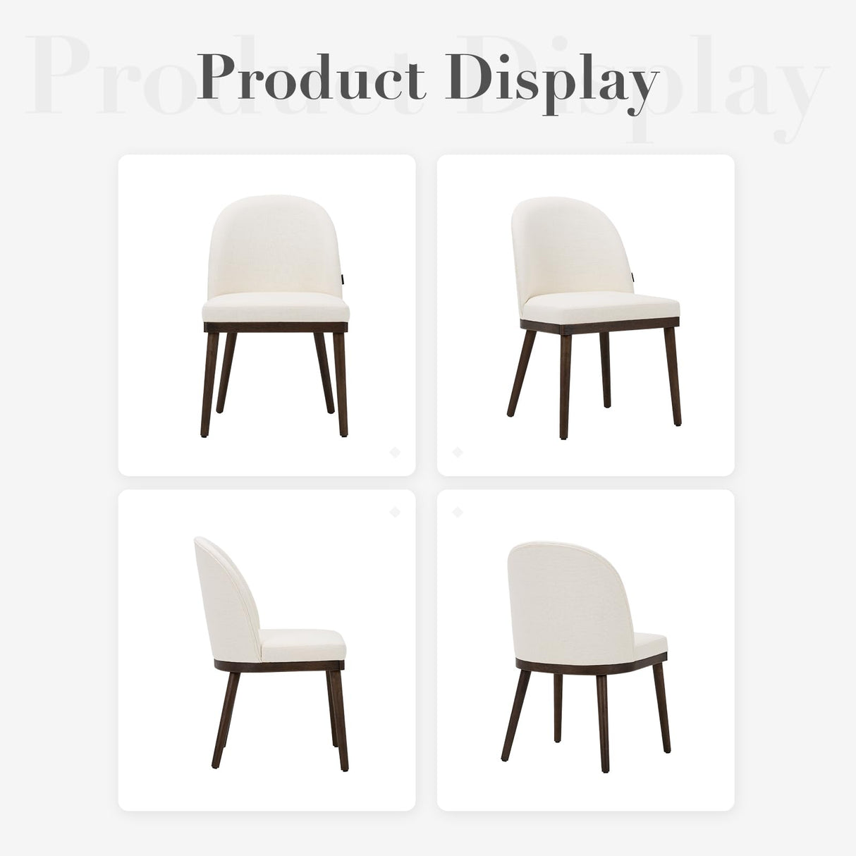 COLAMY Upholstered Dining Chairs Set of 6, Wooden Dining Room Kitchen Chairs with Wood Frame and Curved Backrest, Modern Fabric Dinner Chairs, Beige COLAMY